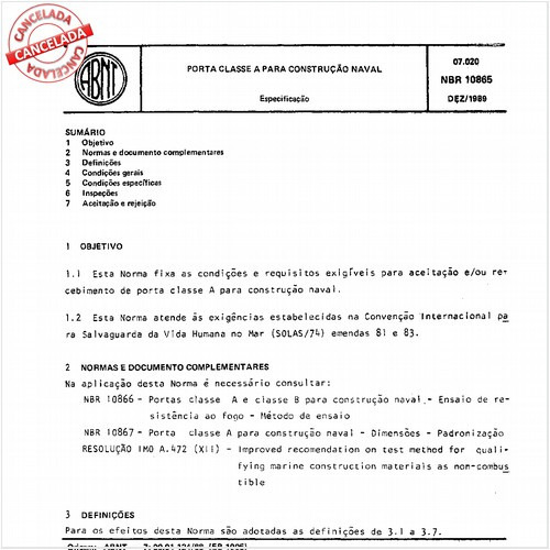 Porta classe A para construção naval