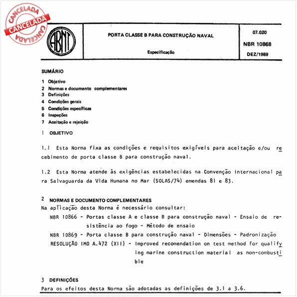 Porta classe B para construção naval