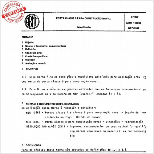 Porta classe B para construção naval