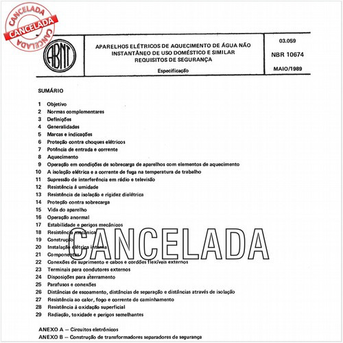Aparelhos elétricos de aquecimento de água não instantâneo de uso doméstico e similar - Requisitos de segurança