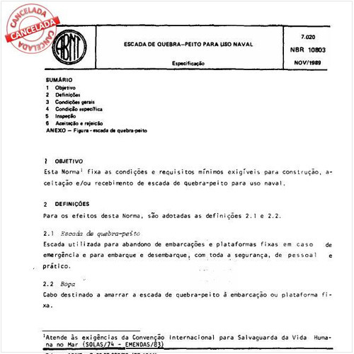 Escada de quebra-peito para uso naval