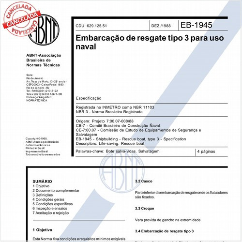 Embarcação de resgate tipo 3 para uso naval