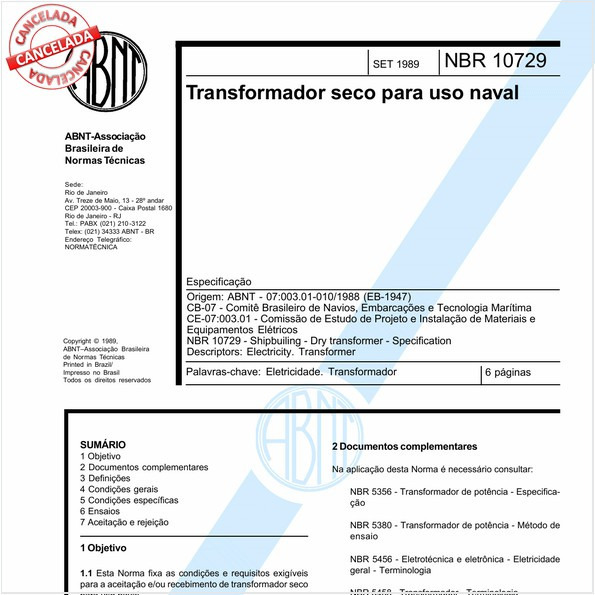 Transformador seco para uso naval