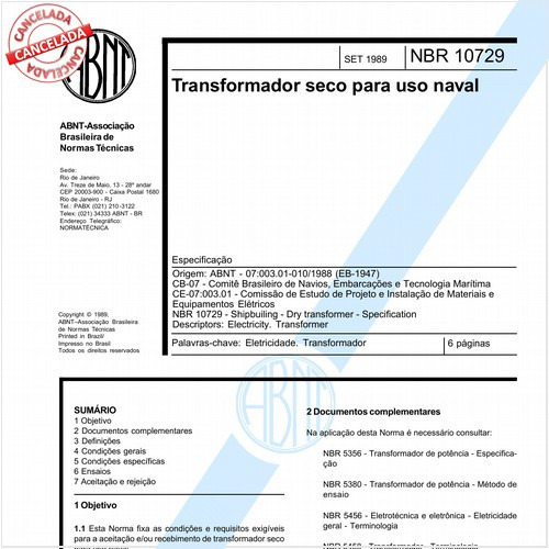 Transformador seco para uso naval