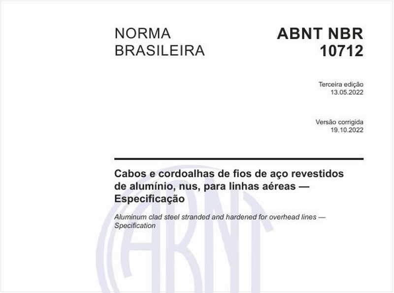 Cabos e cordoalhas de fios de aço revestidos de alumínio, nus, para linhas aéreas - Especificação