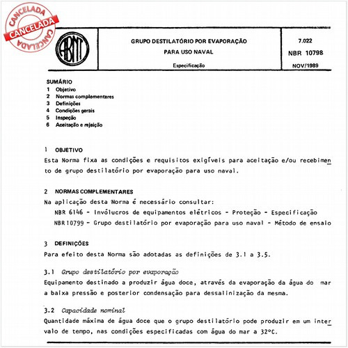 Grupo destilatório por evaporação para uso naval