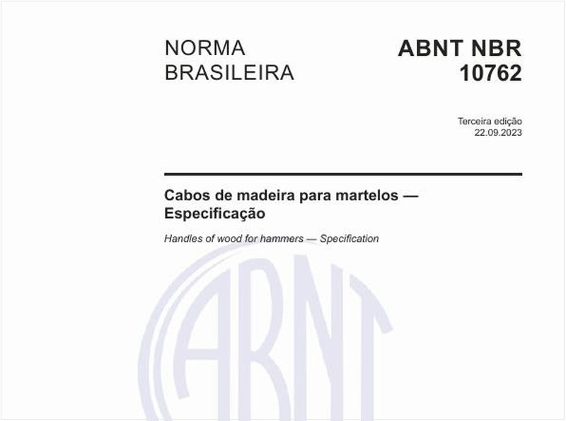 Cabos de madeira para martelos — Especificação