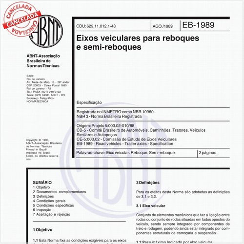 Eixos veiculares para reboques e semi-reboques