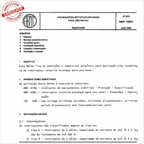 Interruptor rotativo estanque para uso naval