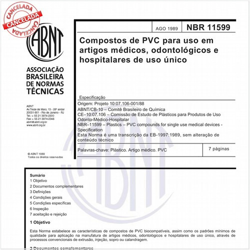 Compostos de PVC para uso em artigos médicos, odontológicos e hospitalares de uso único