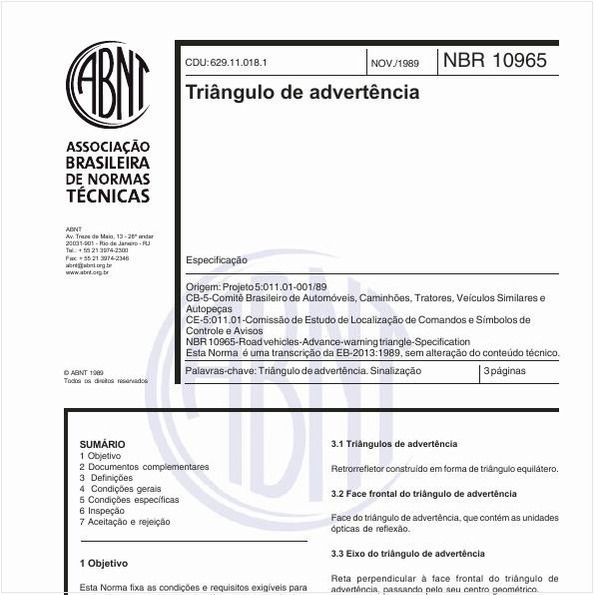 Triângulo de advertência - Especificação