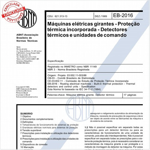 Máquinas elétricas girantes - Proteção térmica incorporada - Detectores térmicos e unidades de comando