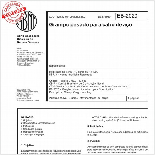 Grampo pesado para cabo de aço