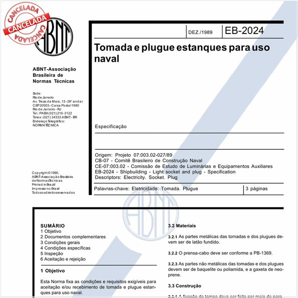 Tomada e plugue estanques para uso naval