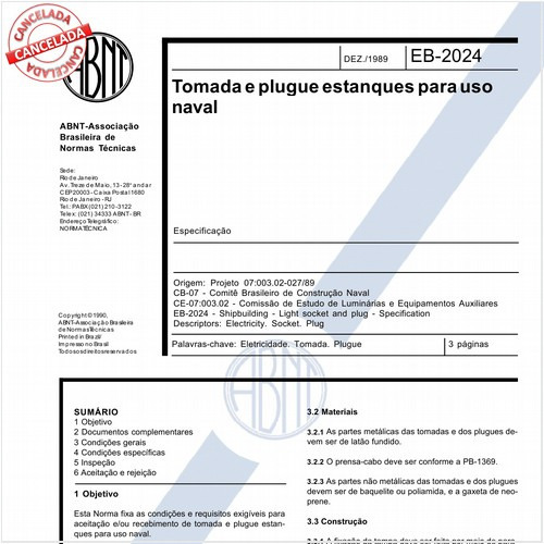 Tomada e plugue estanques para uso naval