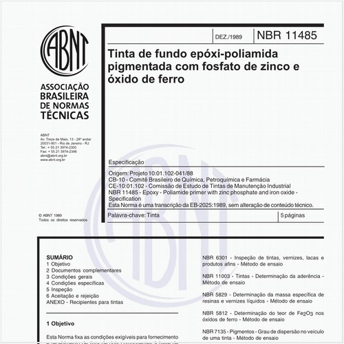 Tinta de fundo epóxi-poliamida pigmentada com fosfato de zinco e óxido de ferro - Especificação