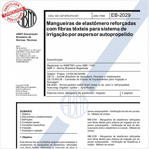 Mangueiras de elastômero reforçadas com fibras têxteis para sistema de irrigação por aspersor autopropelido