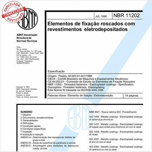 Elementos de fixação roscados com revestimentos eletrodepositados