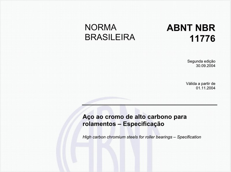 Aço ao cromo de alto carbono para rolamentos - Especificação