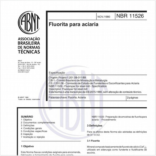 Fluorita para aciaria - Especificação