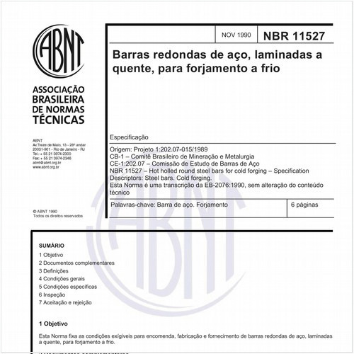 Barras redondas de aço, laminadas a quente, para forjamento a frio - Especificação