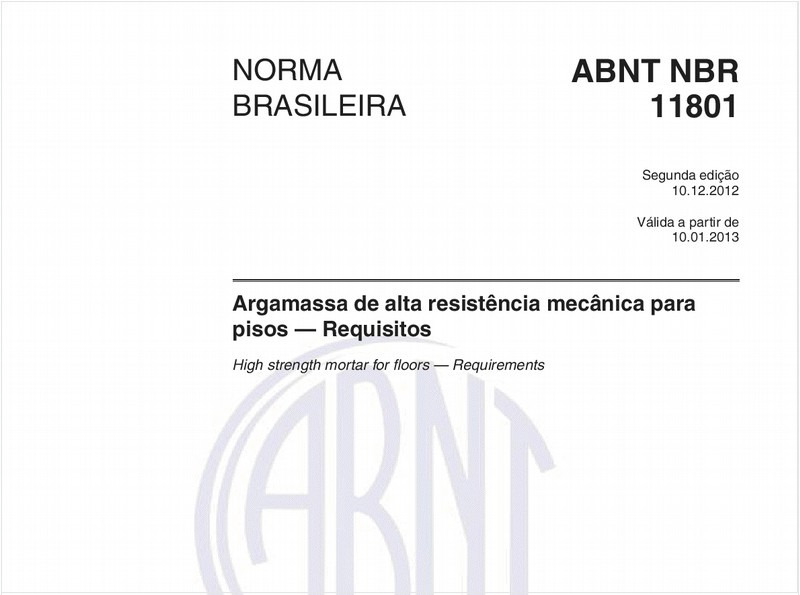 Argamassa de alta resistência mecânica para pisos — Requisitos