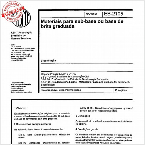 Materiais para sub-base ou base de brita graduada