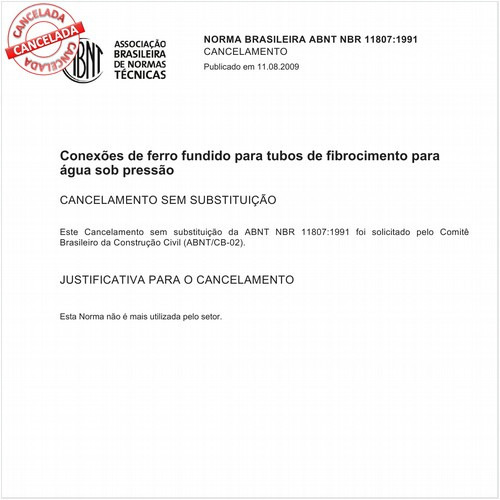 Conexões de ferro fundido para tubos de fibrocimento para água sob pressão