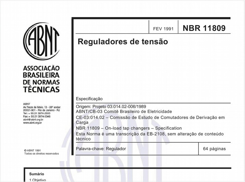 Reguladores de tensão - Especificação