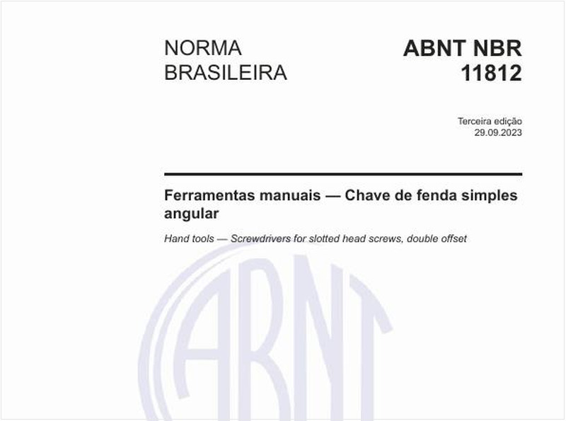 Ferramentas manuais — Chave de fenda simples angular