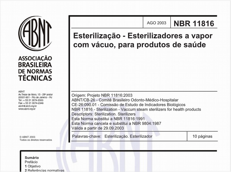 Esterilização - Esterilizadores a vapor com vácuo, para produtos e saúde