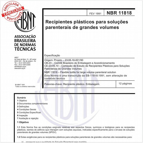 Recipientes plásticos para soluções parenterais de grandes volumes