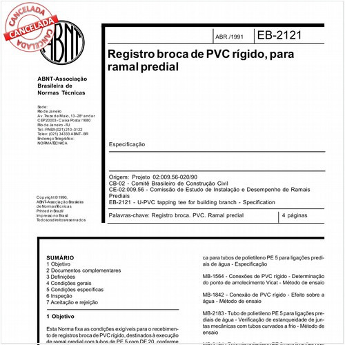 Registro broca de PVC rígido, para ramal predial