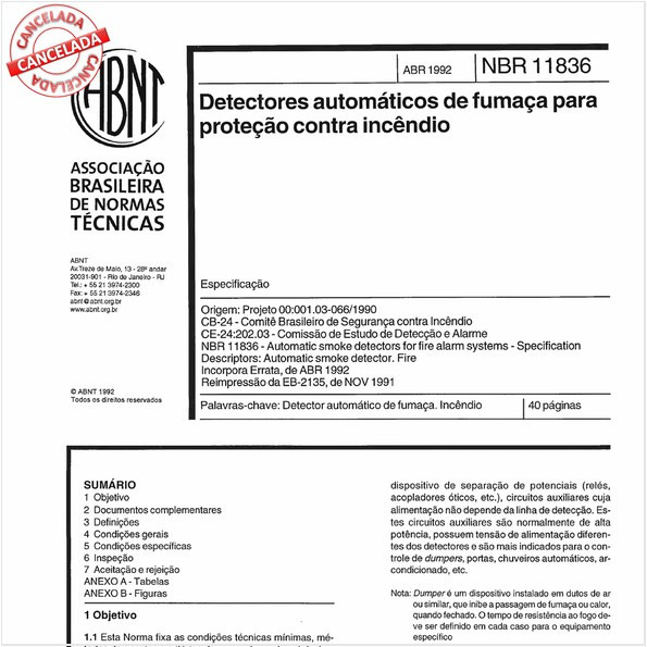 Detectores automáticos de fumaça para proteção contra incêndio