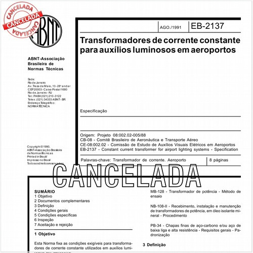 Transformadores de corrente constante para auxílios luminosos em aeroportos