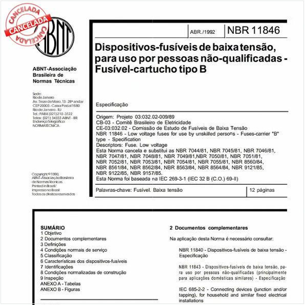 Dispositivos-fusíveis de baixa tensão, para uso por pessoas não-qualificadas - Fusível-cartucho tipo B