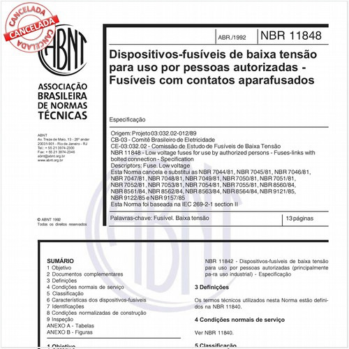 Dispositivos-fusíveis de baixa tensão para uso por pessoas autorizadas - Fusíveis com contatos aparafusados