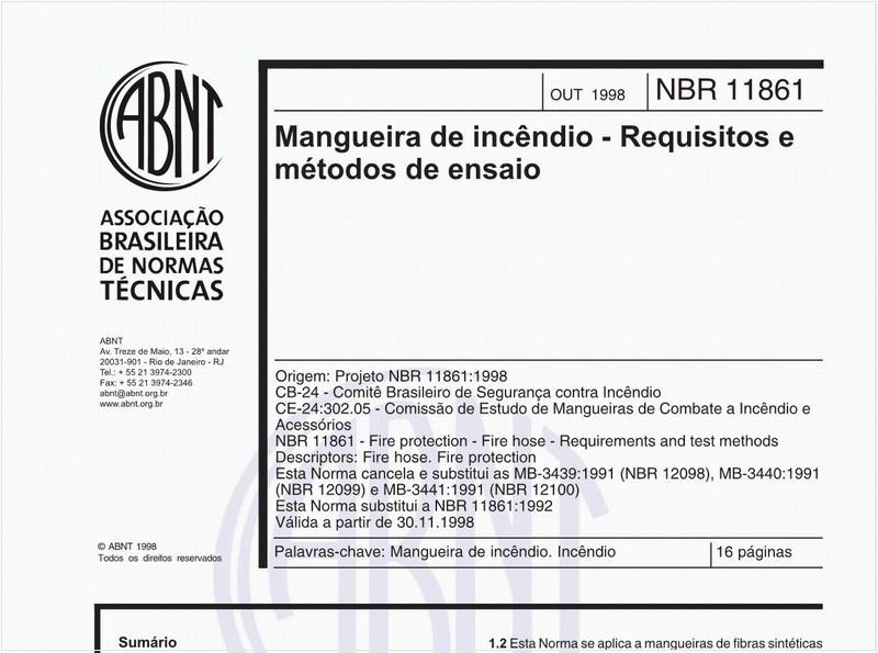 Mangueira de incêndio - Requisitos e métodos de ensaio