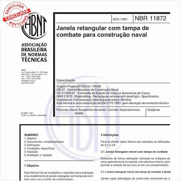 Janela retangular com tampa de combate para construção naval