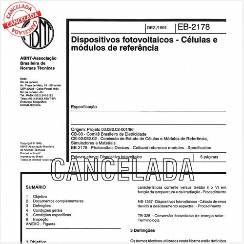 Dispositivos fotovoltaicos - Células e módulos de referência