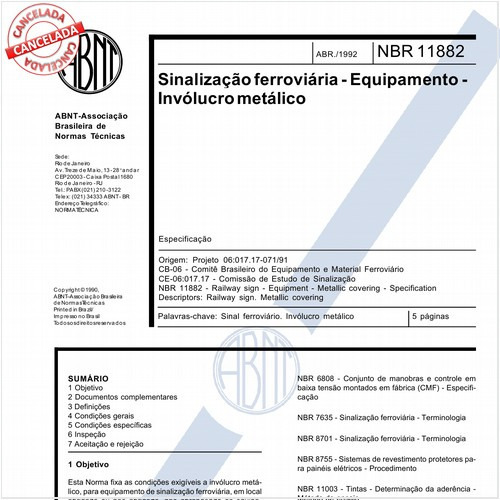 Sinalização ferroviária - Equipamento - Invólucro metálico