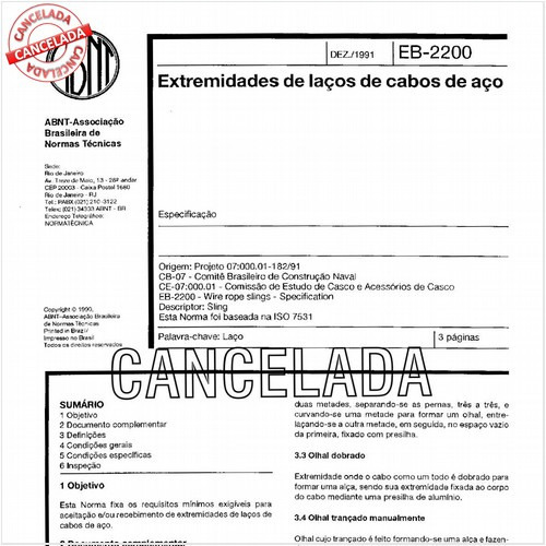 Extremidades de laços de cabos de aço