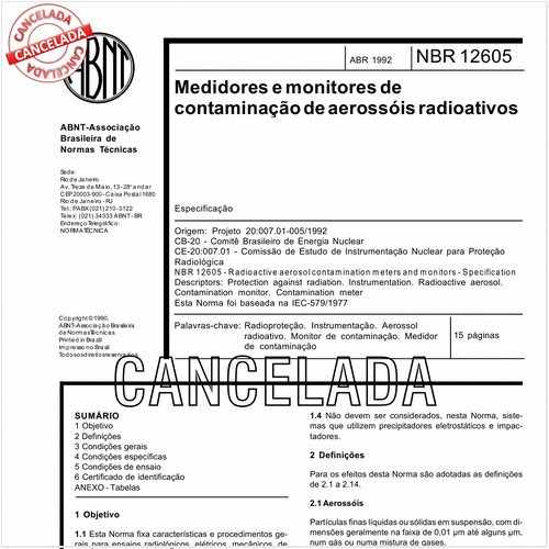 Medidores e monitores de contaminação de aerossóis radioativos