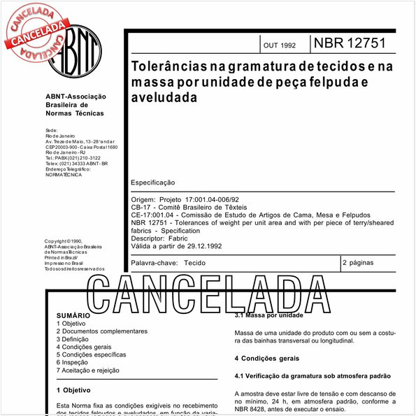 Tolerâncias na gramatura de tecidos e na massa por unidade de peça felpuda e aveludada