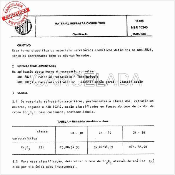 Material refratário cromítico