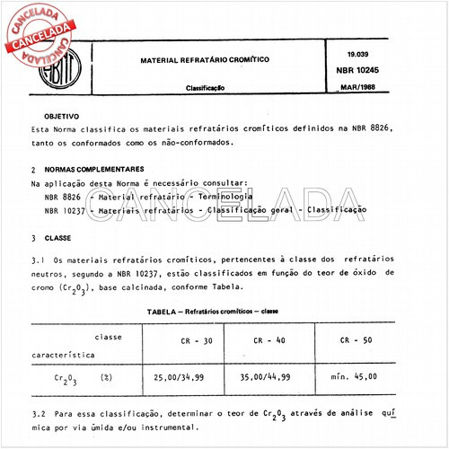 Material refratário cromítico