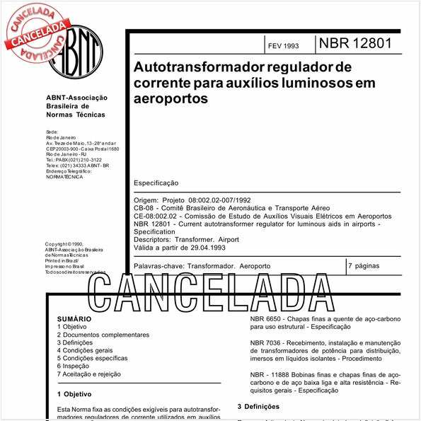 Autotransformador regulador de corrente para auxílios luminosos em aeroportos