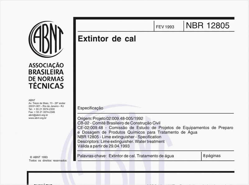 Extintor de cal - Especificação