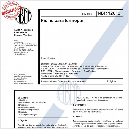 Fio nu para termopar