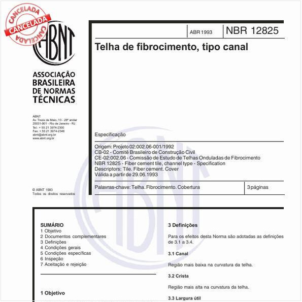 Telha de fibrocimento, tipo canal